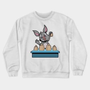 Cartoon bunny playing cowbells Crewneck Sweatshirt